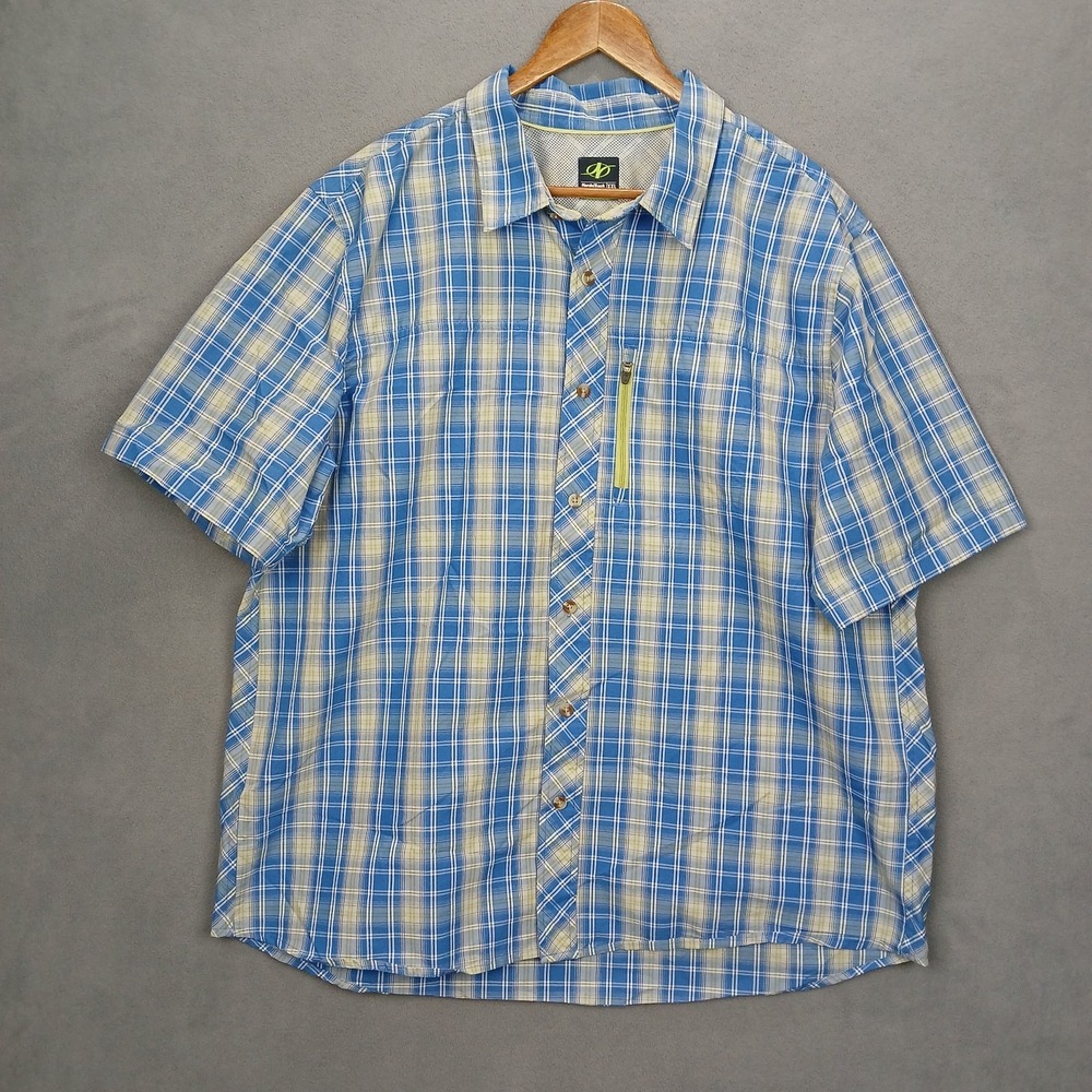 NordicTrack Shirt Mens 2XL Multi Plaid Cotton Mesh Lined Shirttail Hem Button Up